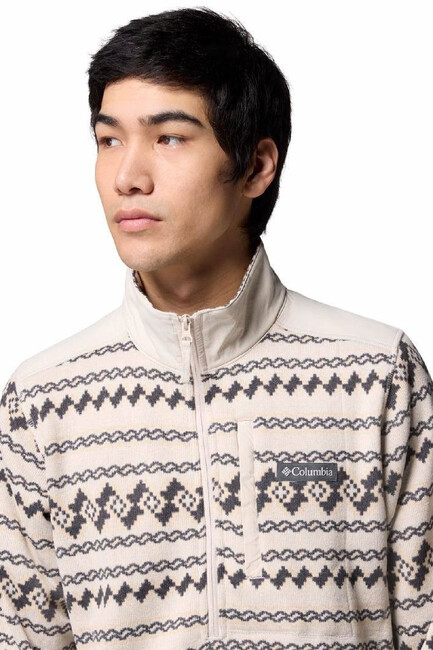 Erkek Sweater Weather Printed Yarım Fermuarlı II Polar Üst AO5809_280 Kahve - Thumbnail