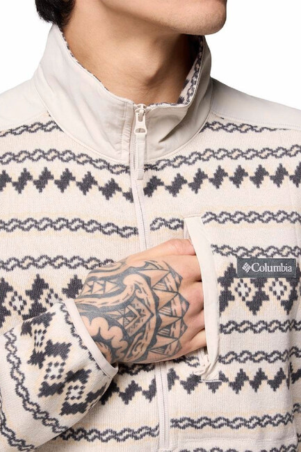 Erkek Sweater Weather Printed Yarım Fermuarlı II Polar Üst AO5809_280 Kahve - Thumbnail