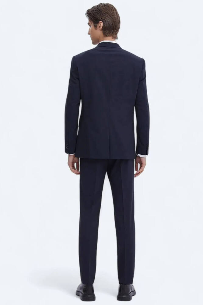 Erkek Modern Fit Çevre Dostu Yün Karışımlı Takım Elbise TKM-3558 10150769 Lacivert 
