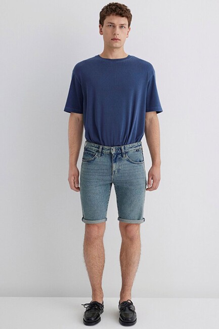 Erkek Tım 90'S Street Comfort Denim Şort 0428489645 Mavi - Thumbnail
