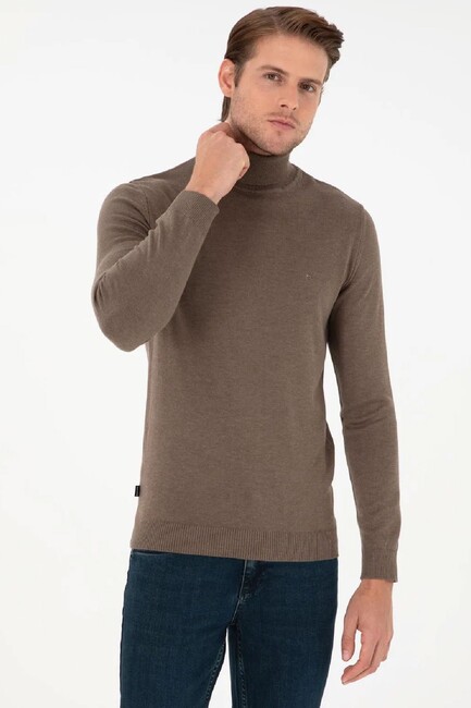 Erkek Triko Kazak 000-1989280 Vizon (1)