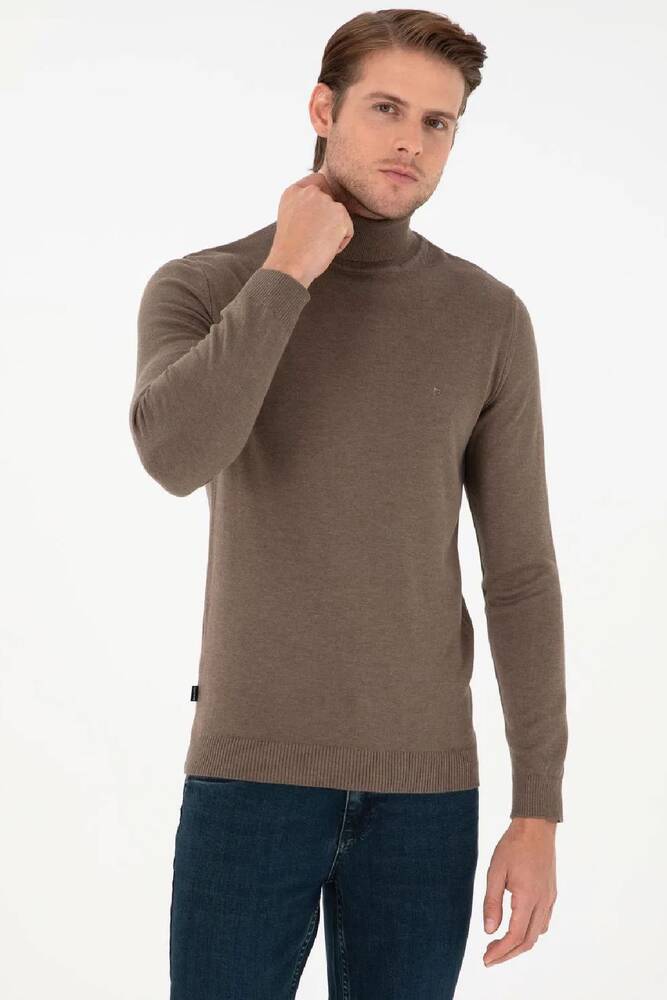 Erkek Triko Kazak 000-1989280 Vizon 