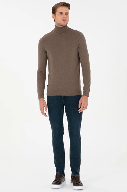 Erkek Triko Kazak 000-1989280 Vizon - Thumbnail