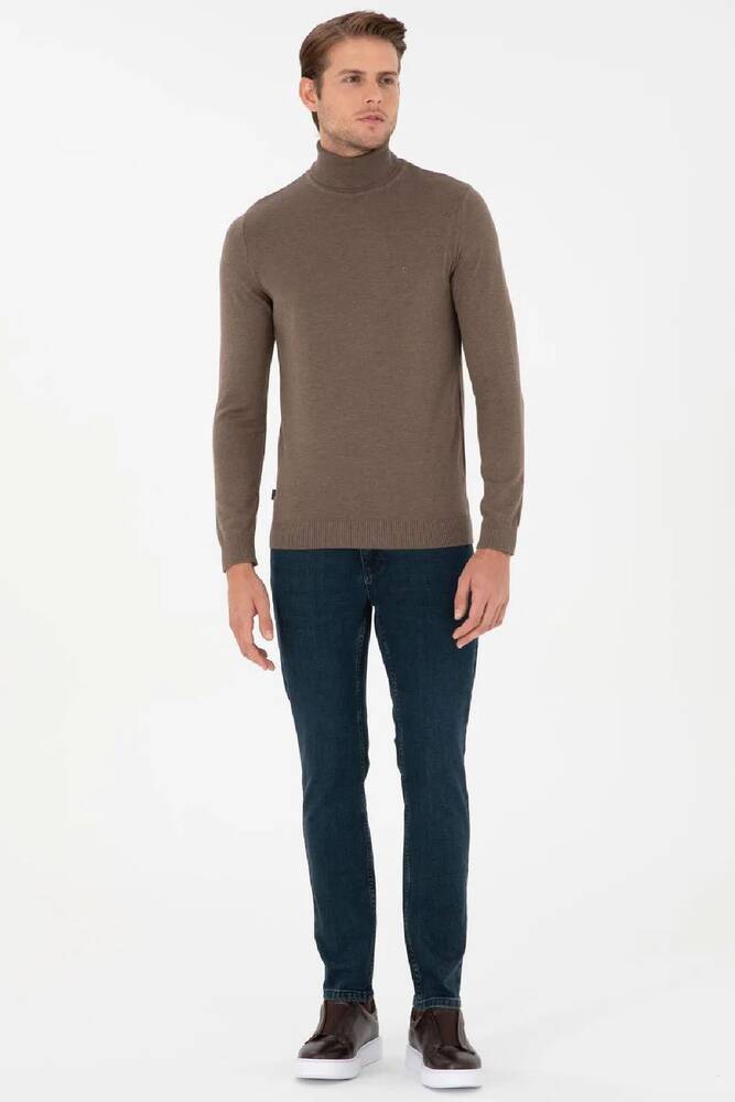 Erkek Triko Kazak 000-1989280 Vizon 