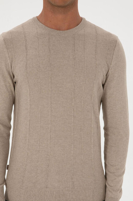 Erkek Triko Kazak 000-2243454 Bej - Thumbnail