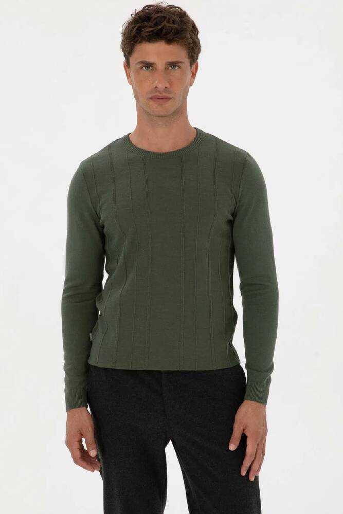 Erkek Triko Kazak 000-2243454 Haki 