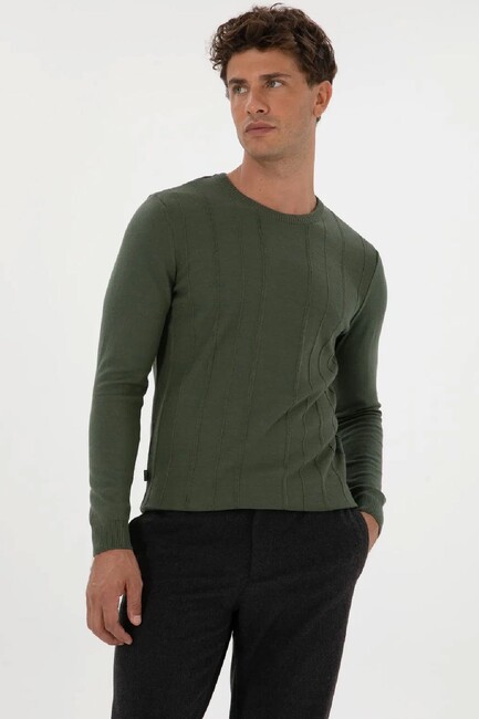 Erkek Triko Kazak 000-2243454 Haki (3)