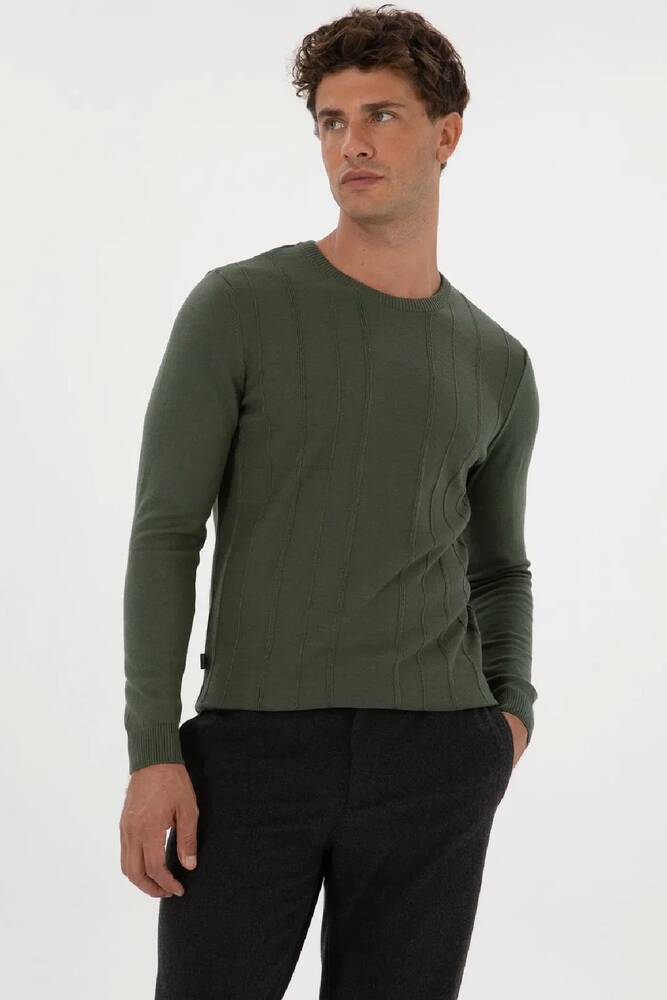 Erkek Triko Kazak 000-2243454 Haki 