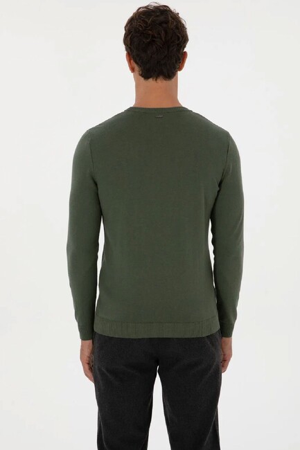 Erkek Triko Kazak 000-2243454 Haki - Thumbnail