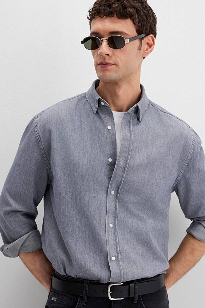 Erkek Uzun Kol Gömlek 0211765-89892 Gri  Erkek Uzun Kol Gömlek 0211765-89892 Gri