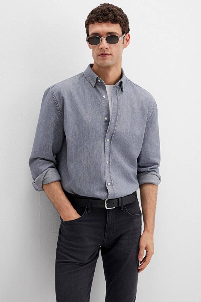 Erkek Uzun Kol Gömlek 0211765-89892 Gri  Erkek Uzun Kol Gömlek 0211765-89892 Gri