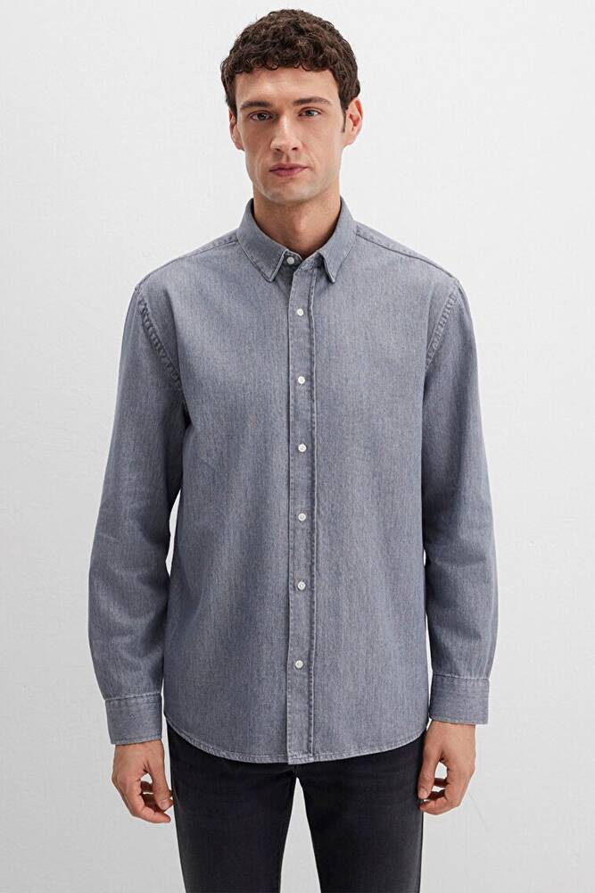 Erkek Uzun Kol Gömlek 0211765-89892 Gri  Erkek Uzun Kol Gömlek 0211765-89892 Gri