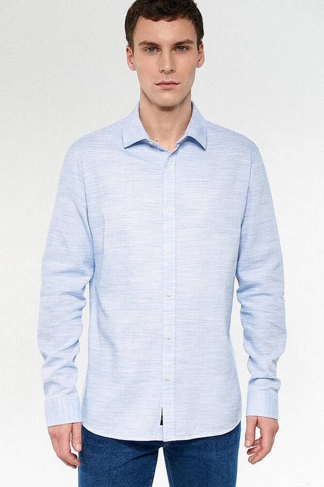 Erkek Uzun Kollu Gömlek 0210053-70872 Mavi 