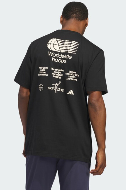 Adidas - Erkek Worldwide Hoops City Graphic Tişört IT4728 Siyah (1)