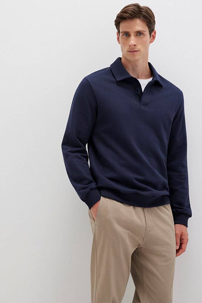Erkek Yarım Düğmeli Sweat 0S10420-82318 Lacivert 