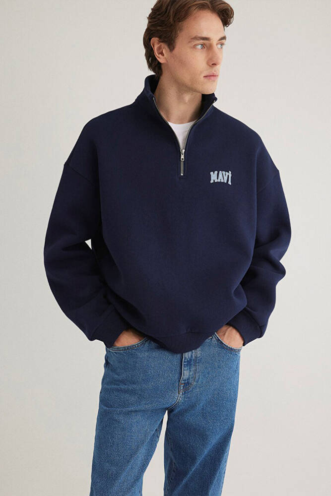 Erkek Yarım Fermuarlı Sweat 0S10208-70497 Lacivert 