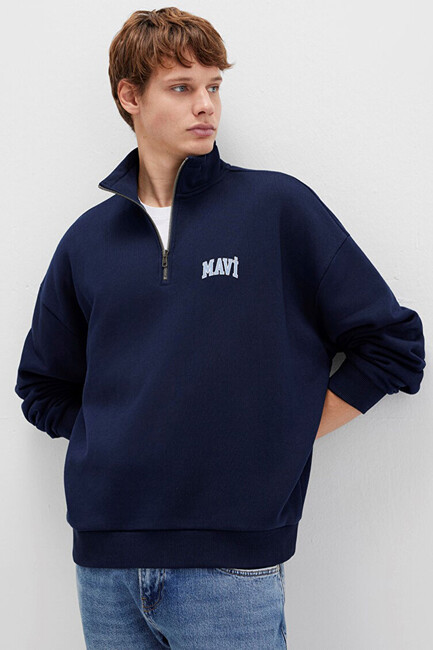 Erkek Yarım Fermuarlı Sweat 0S10208-70497 Lacivert (1)