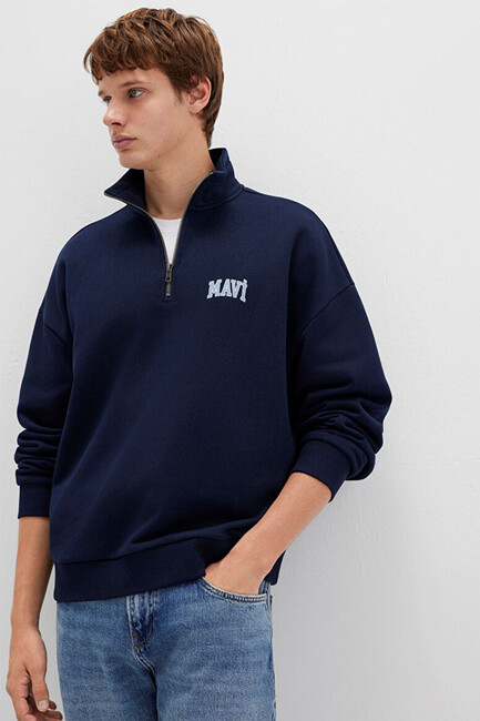 Erkek Yarım Fermuarlı Sweat 0S10208-70497 Lacivert (2)