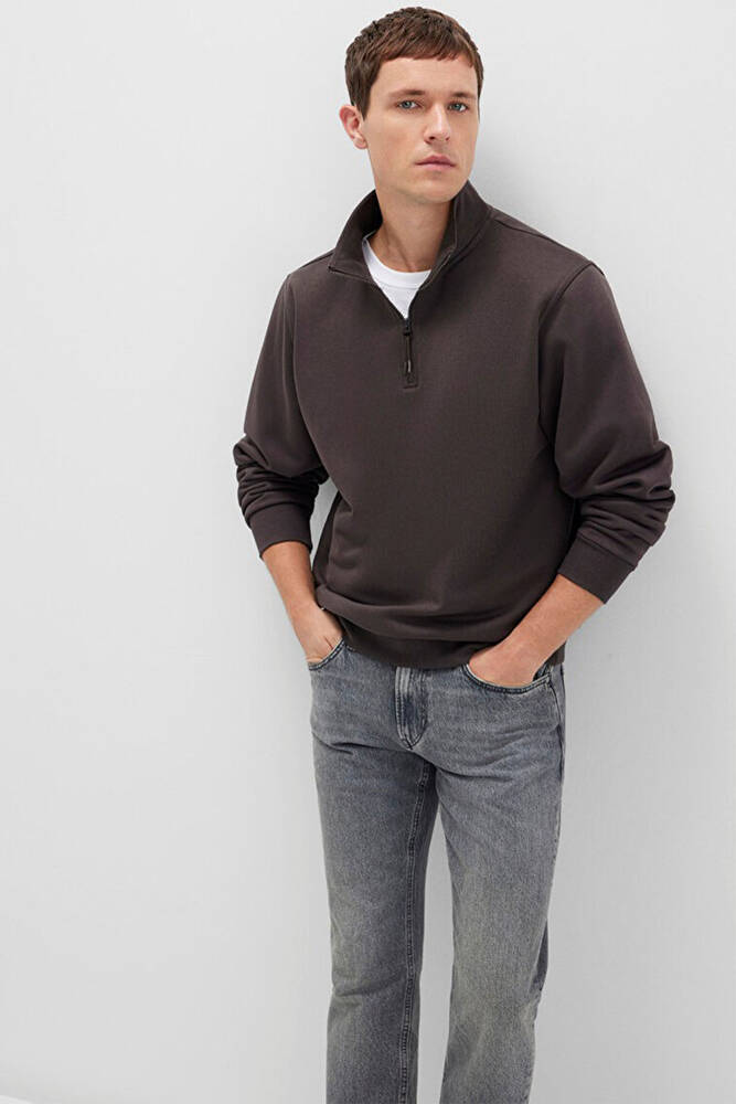 Erkek Yarım Fermuarlı Sweat 0S10278-70219 Kahve 