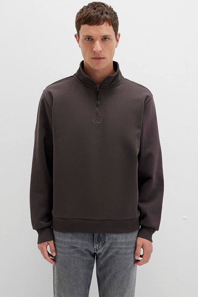 Erkek Yarım Fermuarlı Sweat 0S10278-70219 Kahve 