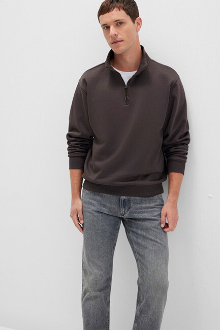 Erkek Yarım Fermuarlı Sweat 0S10278-70219 Kahve (1)