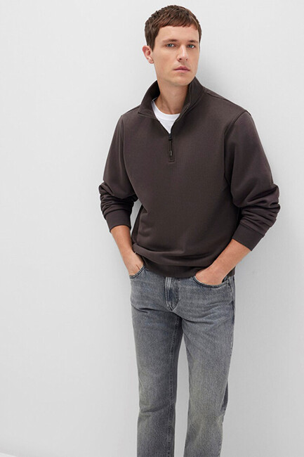 Erkek Yarım Fermuarlı Sweat 0S10278-70219 Kahve (2)