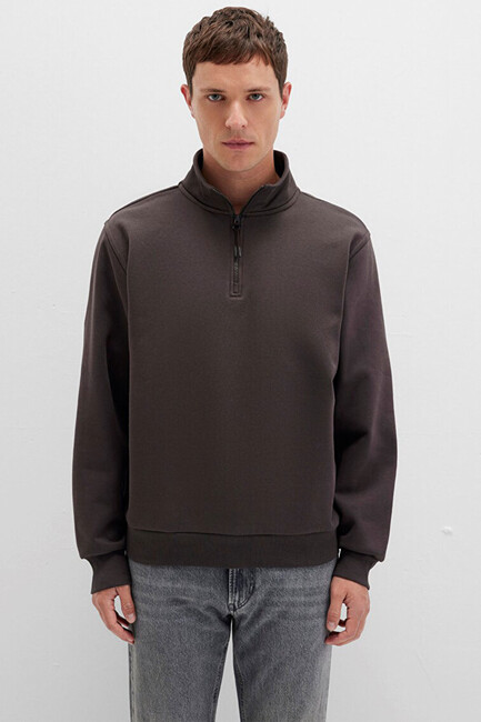 Erkek Yarım Fermuarlı Sweat 0S10278-70219 Kahve (3)