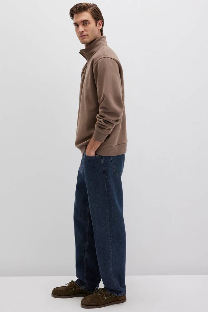 Erkek Yarım Fermuarlı Sweat 0S10278-70378 Kahve  Erkek Yarım Fermuarlı Sweat 0S10278-70378 Kahve