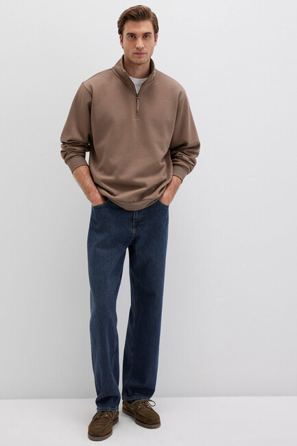 Erkek Yarım Fermuarlı Sweat 0S10278-70378 Kahve (3)