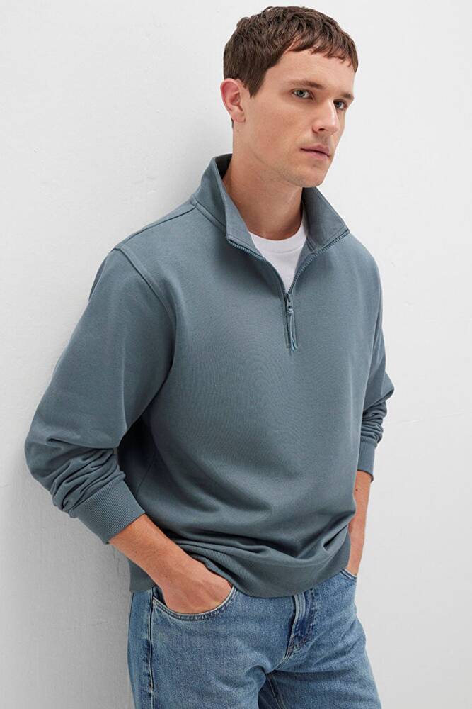 Erkek Yarım Fermuarlı Sweat 0S10278-80889 Yeşil 
