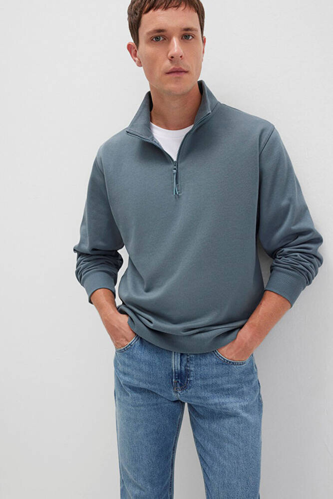 Erkek Yarım Fermuarlı Sweat 0S10278-80889 Yeşil 