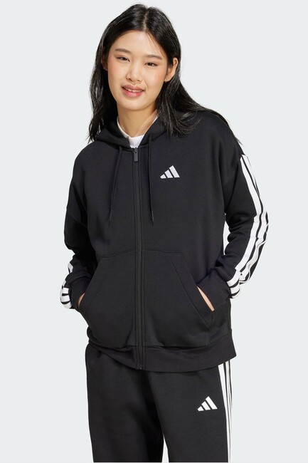 Kadın 3S FL Fermuarlı Kapüşonlu Sweat JE1283 Siyah - Thumbnail