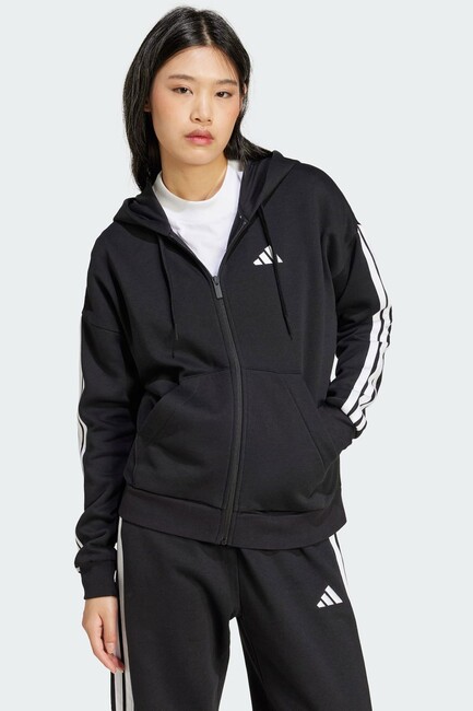 Kadın 3S FL Fermuarlı Kapüşonlu Sweat JE1283 Siyah - Thumbnail