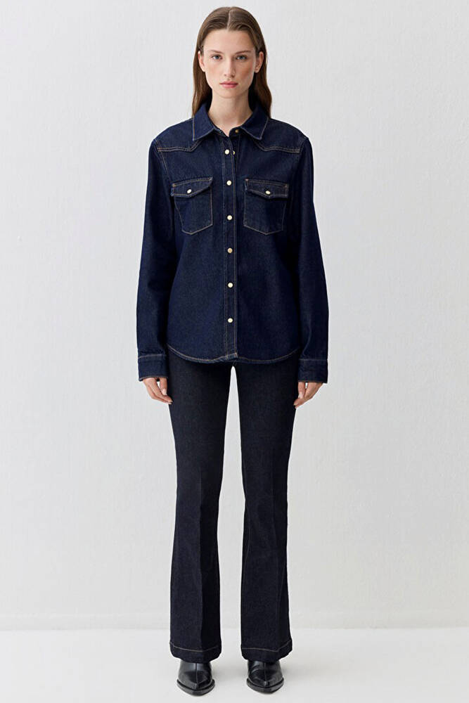 Kadın Angela Classic Denim Gömlek 1210819-90120 Lacivert 