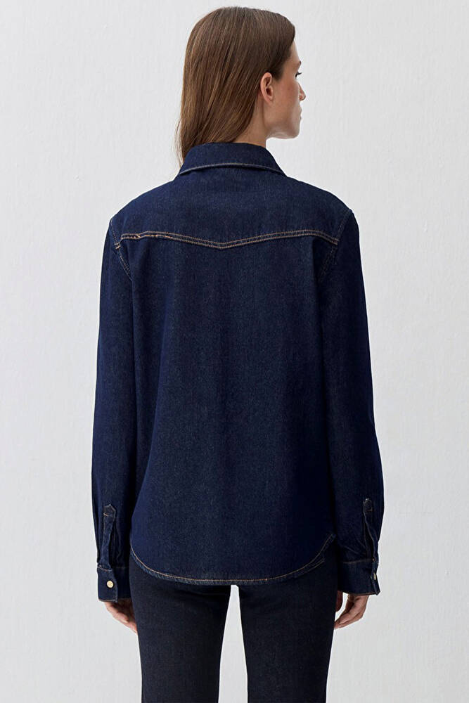 Kadın Angela Classic Denim Gömlek 1210819-90120 Lacivert 