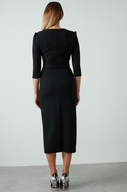Kadın Anvelop Form Kruvaze Elbise 19061246 Siyah - Thumbnail