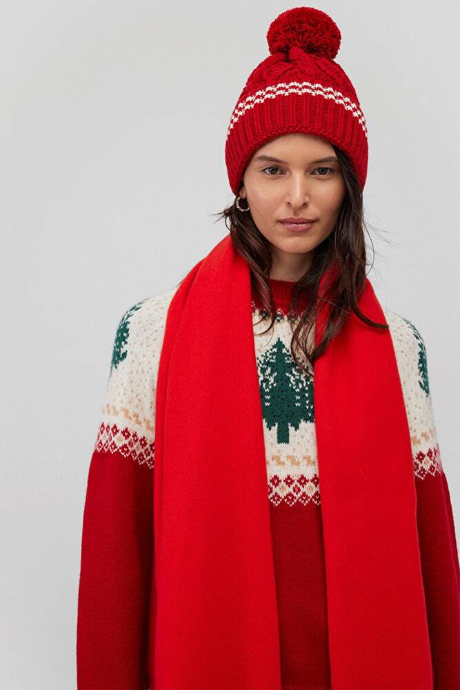 Kadın Atkı 198940-32180 Kırmızı  Kadın Atkı 198940-32180 Kırmızı