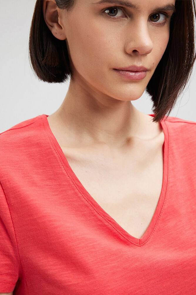 Kadın Basic V Yaka Tişört 168260-71083 Kırmızı 