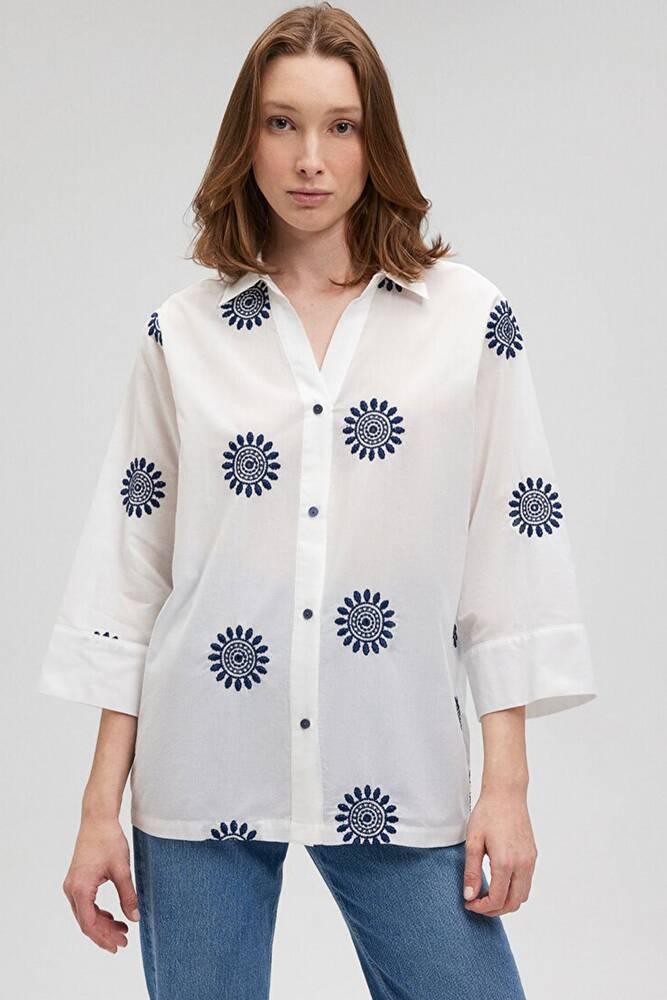 Kadın Baskılı Gömlek 1210705-620 Beyaz 