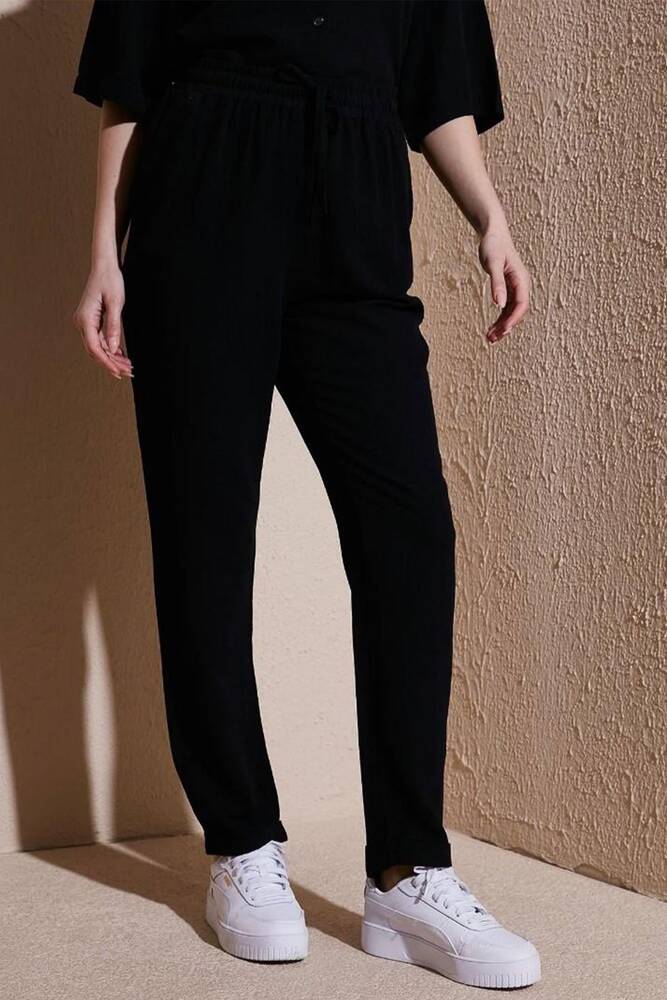 Kadın Beli Lastikli Pantolon 25Y0550K1 Siyah 