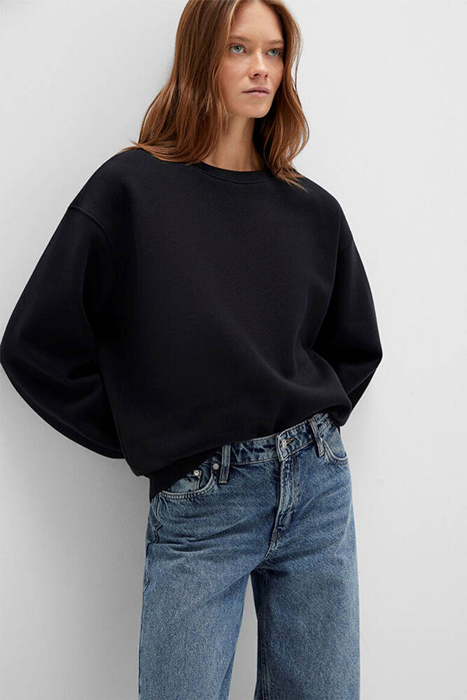 Kadın Bisiklet Yaka Basic Sweat 1610198-900 Siyah 