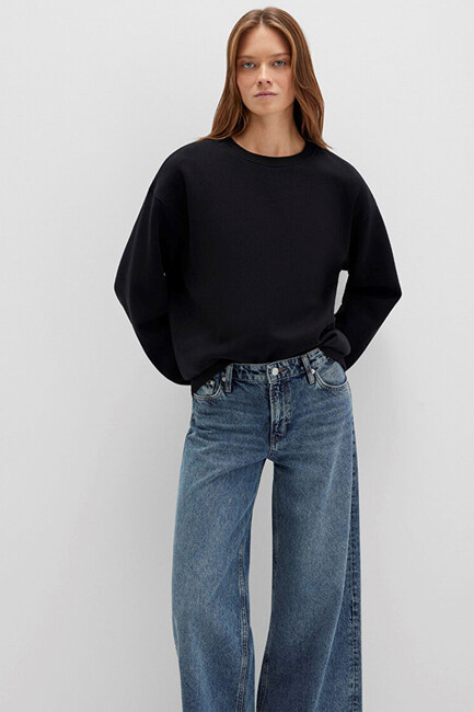 Kadın Bisiklet Yaka Basic Sweat 1610198-900 Siyah (3)