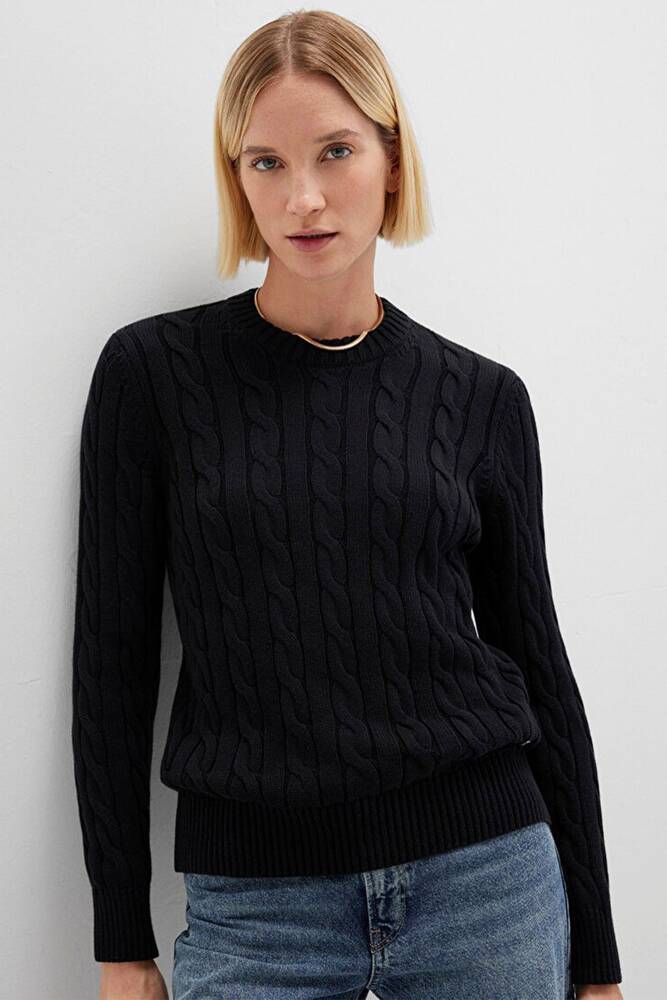 Kadın Bisiklet Yaka Kazak 1710721-900 Siyah 