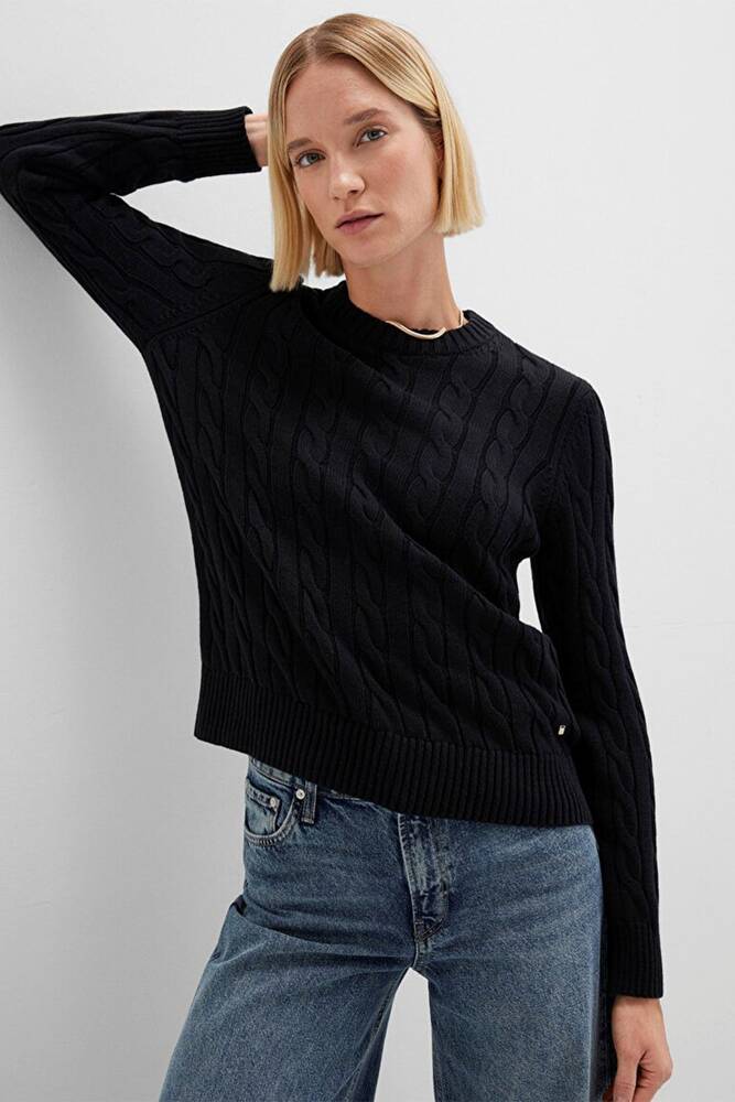 Kadın Bisiklet Yaka Kazak 1710721-900 Siyah 