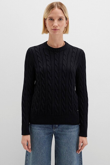 Kadın Bisiklet Yaka Kazak 1710721-900 Siyah - Thumbnail