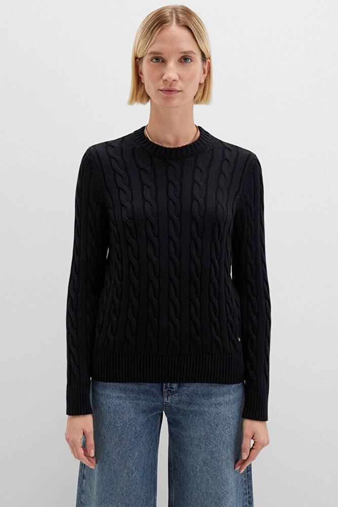 Kadın Bisiklet Yaka Kazak 1710721-900 Siyah 