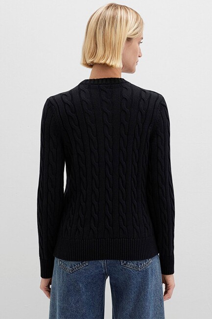 Kadın Bisiklet Yaka Kazak 1710721-900 Siyah - Thumbnail