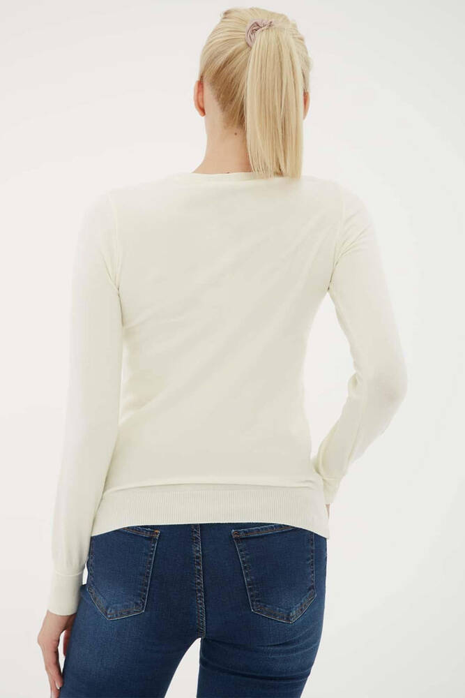 Kadın Bisiklet Yaka Kazak 25K0777K1 Ekru  Kadın Bisiklet Yaka Kazak 25K0777K1 Ekru