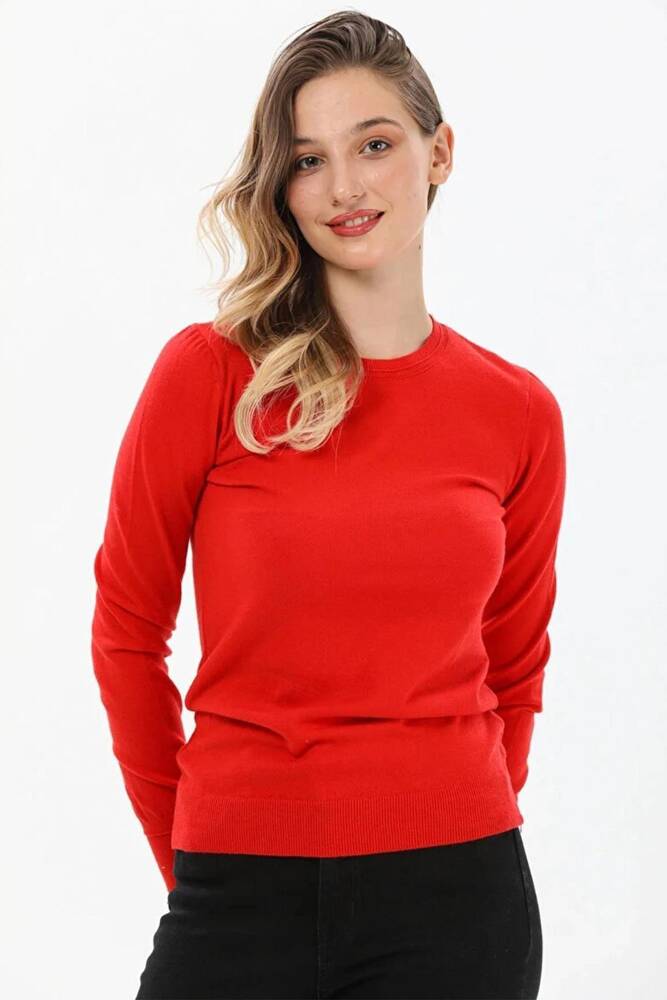 Kadın Bisiklet Yaka Kazak 25K0777K1 Kırmızı  Kadın Bisiklet Yaka Kazak 25K0777K1 Kırmızı