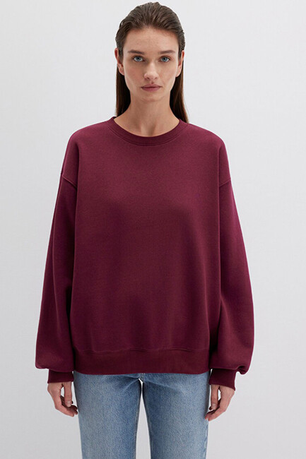 Kadın Bisiklet Yaka Sweat 1610198-70415 Bordo (3)